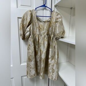 Elegant Gold Floral Women’s Dress